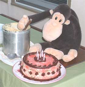 Monkey hosts a birthday party.